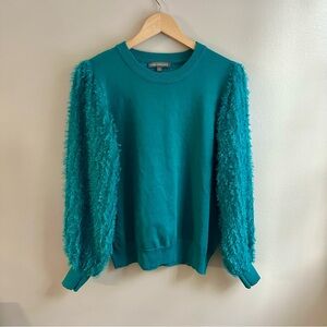 Kate & Mallory Teal Feather Sleeve Sweater, Medium